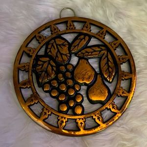 Vintage Copper Fruit Cast Iron Trivet